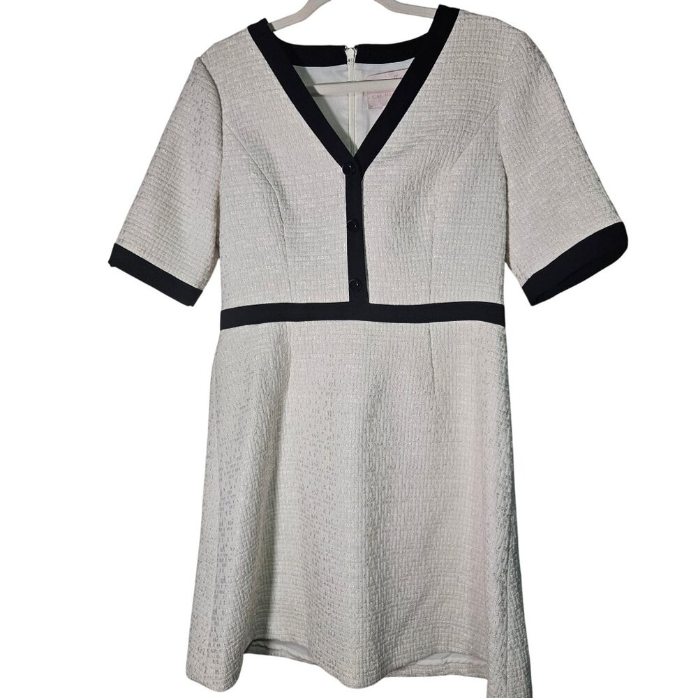 Gal Meets Glam Women Tweed A-Line Dress Ivory 8 Quiet Luxury Easter Cottagecore - Picture 2 of 16